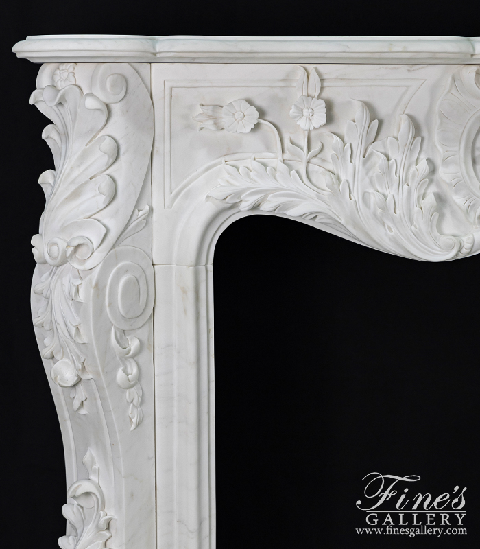 Marble Fireplaces  - French Versailles White French Marble Fireplace - MFP-114